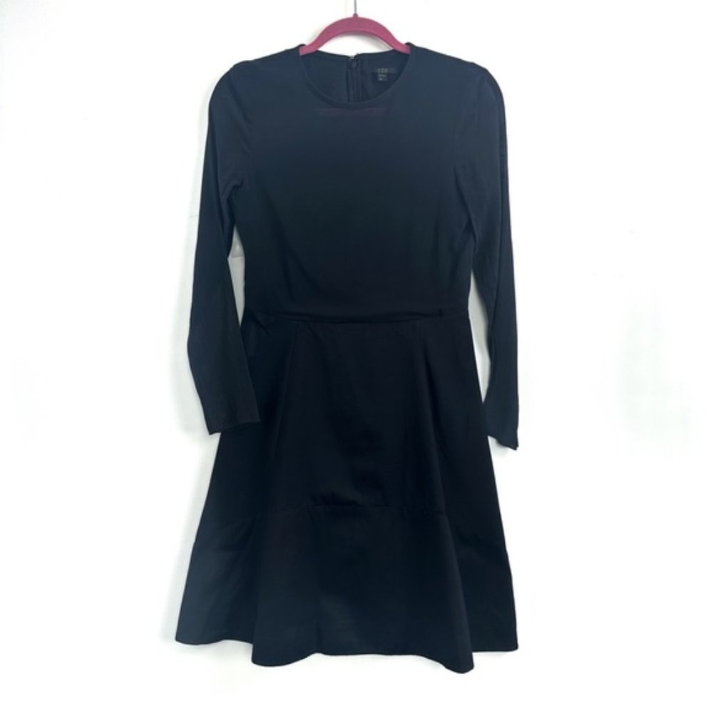 COS Long Sleeve Silk and Cotton Fit and Flare Dress